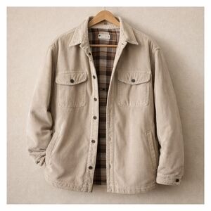 Wolverine Corduroy Shirt Jacket XXL Beige Brown Flannel Lined Workwear Shacket